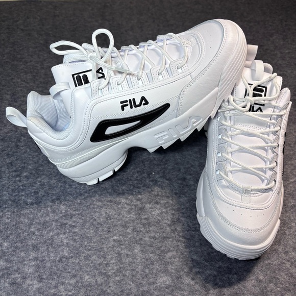 Fila Disruptor II Premium White and Black Sneakers - Picture 9 of 16